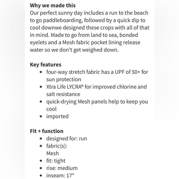 ..Lululemon Water: Sea-Me Run Crop Star Crushed Coal Black / Black - Picture 6 of 16